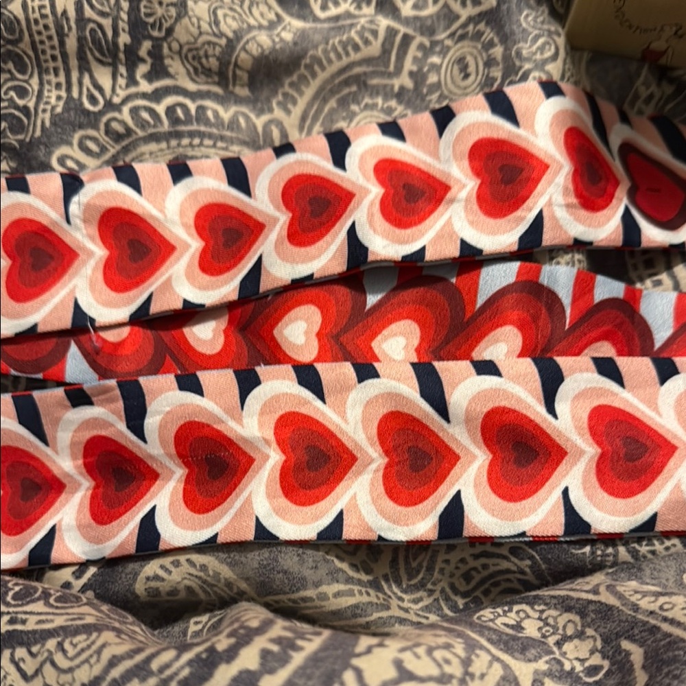 Heart Patterned Scarf in Red and Pink Tilly wrap your purse handle in style